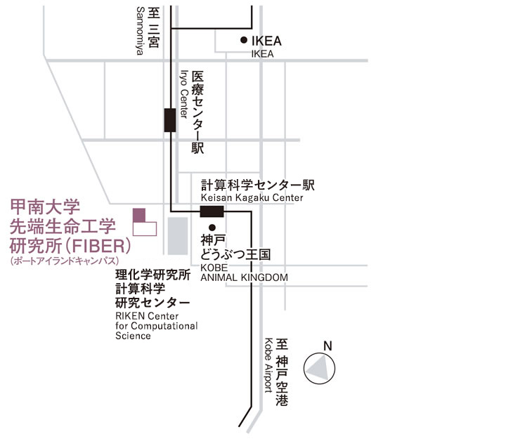 先端生命工学研究所（FIBER）周辺施設案内地図